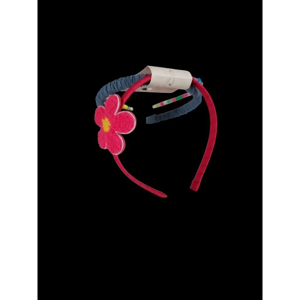 Wonder Nation 3-Piece Girls Headbands – Pink Flower & Beaded Designs